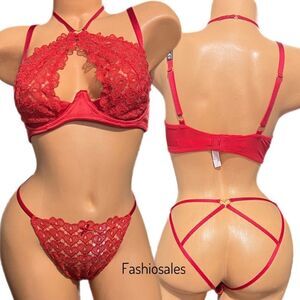 Victorias Secret Dream Angels Sweetheart Lace Ouvert cup Halter bra & panty set